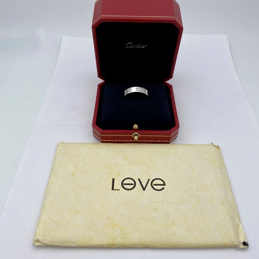 Anello Cartier LOVE in oro bianco 18kt con 3 diamanti, Misura 59