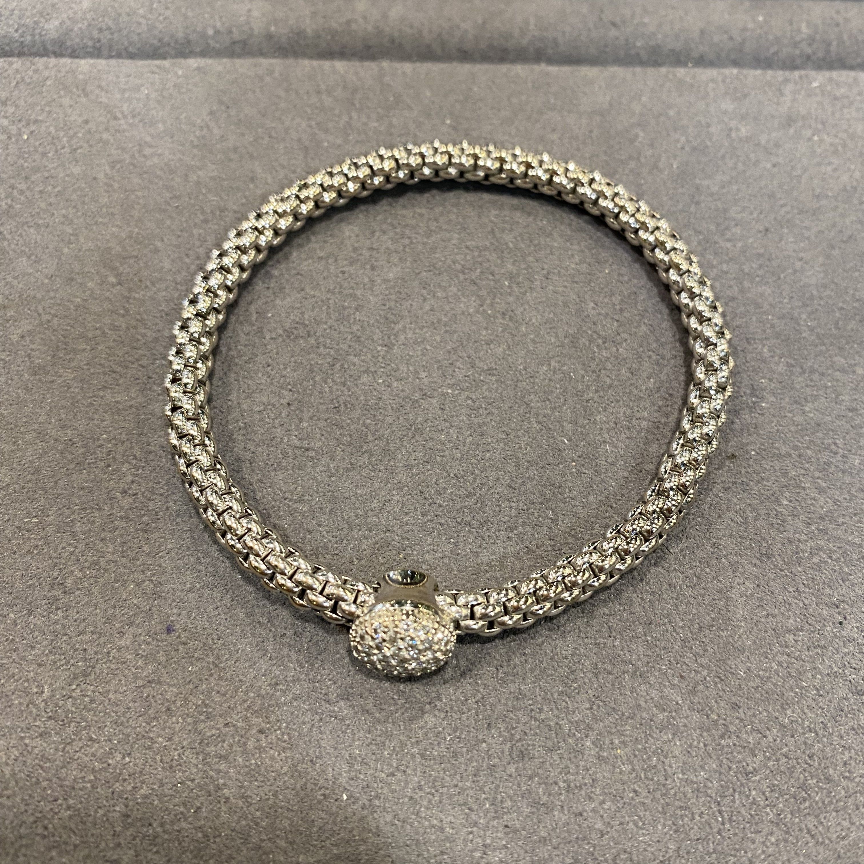 Bracciale Elasticizzato Fope Flexi'it in Oro 18kt con Pavé di Diamanti 0,41ct