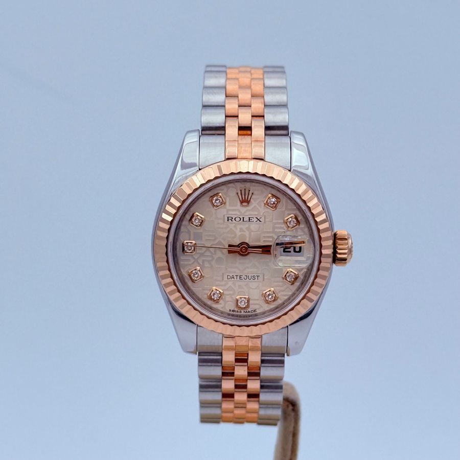 Rolex Lady-Datejust 26 Everose Rolesor Quadrante con Diamanti Full set