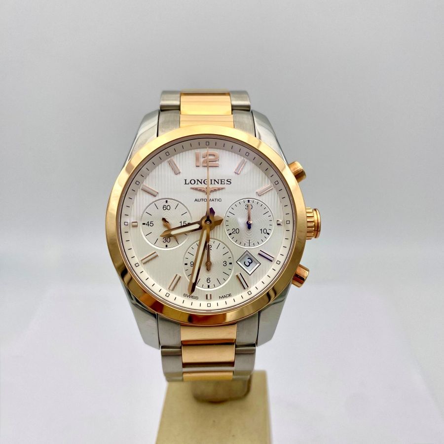 Longines Conquest Classic Cronografo Automatico Acciaio e Oro Rosa